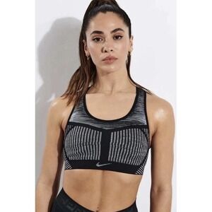 Nike Flyknit High Support Sports Bra Women's Medium Black Gray Gym Workout Top